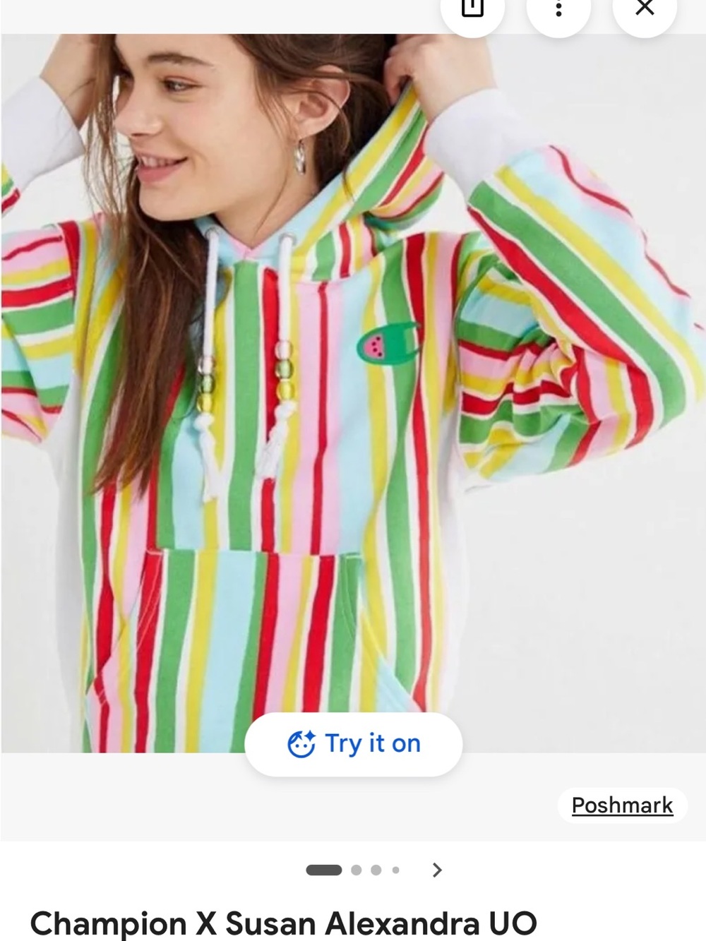 Champion Multicolor Striped Hoodie - Green, Red, Yellow, Blue, Pink